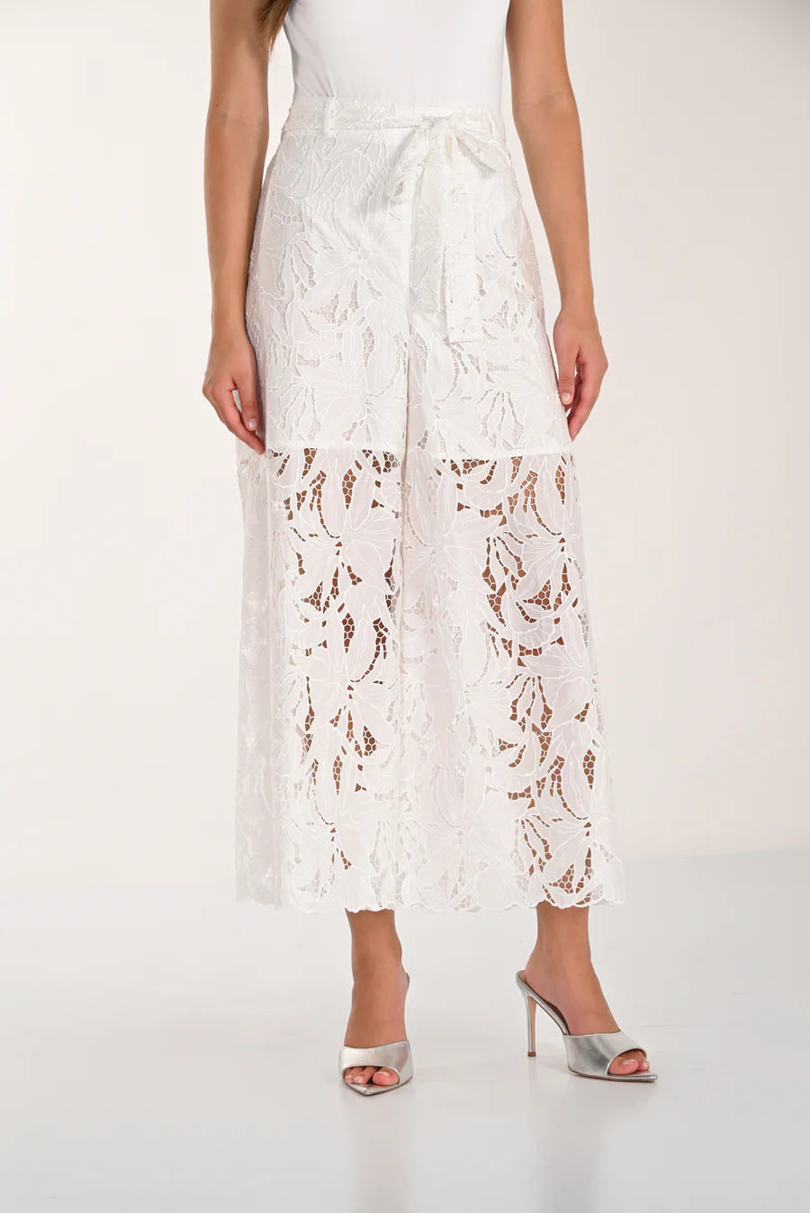 White Lace Blouse & Pant Set