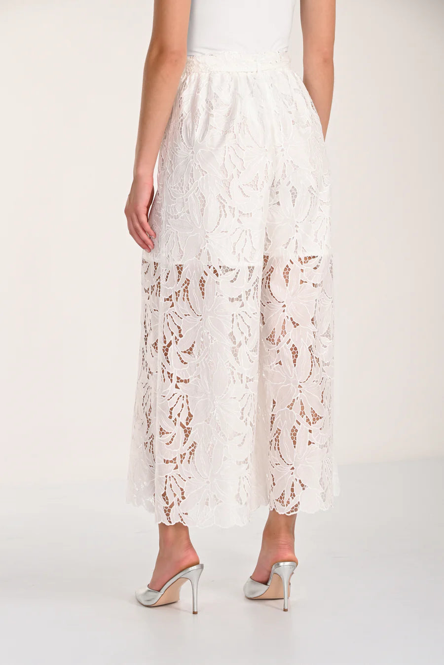 White Lace Blouse & Pant Set