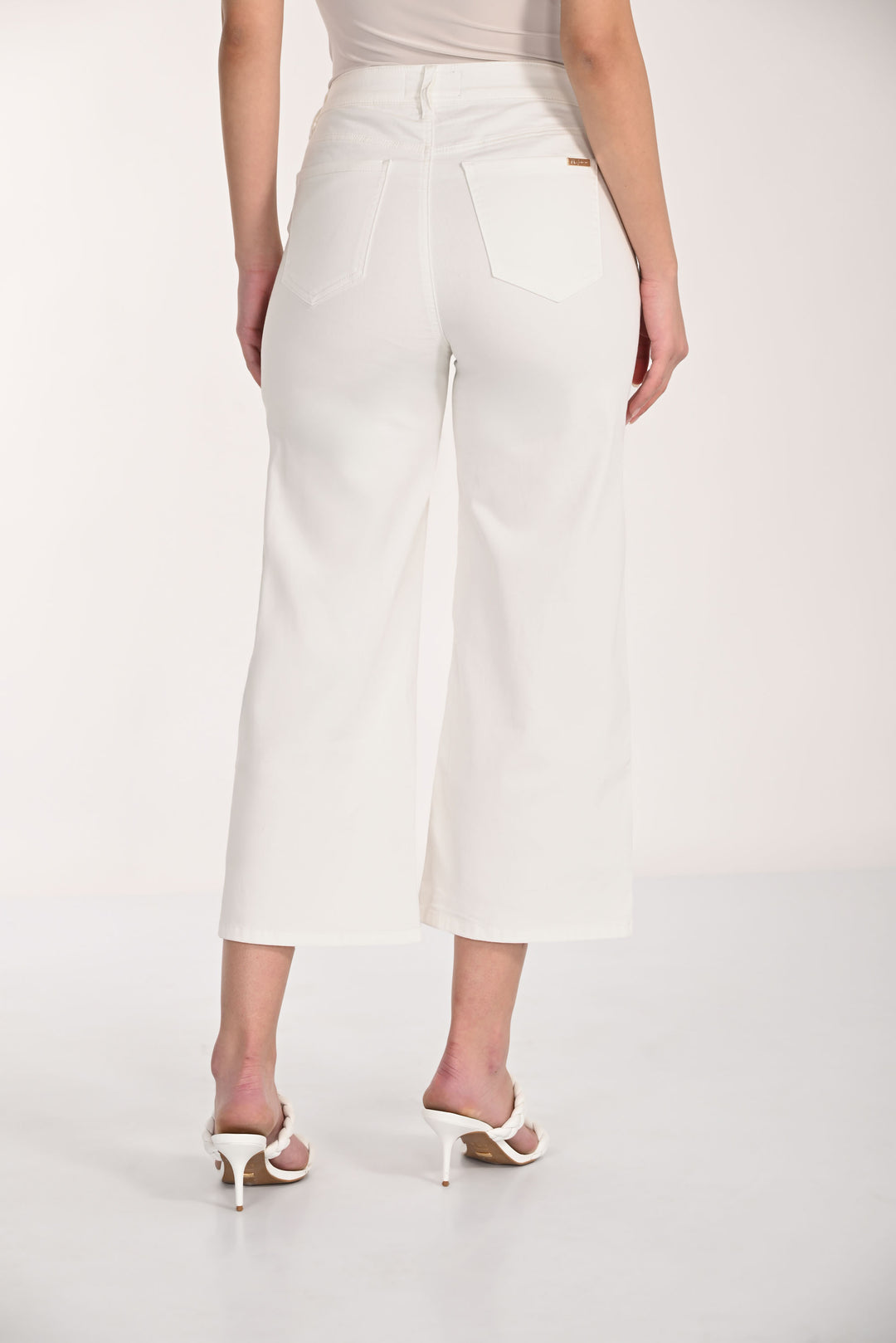 Cropped Wide Leg Denim Trousers