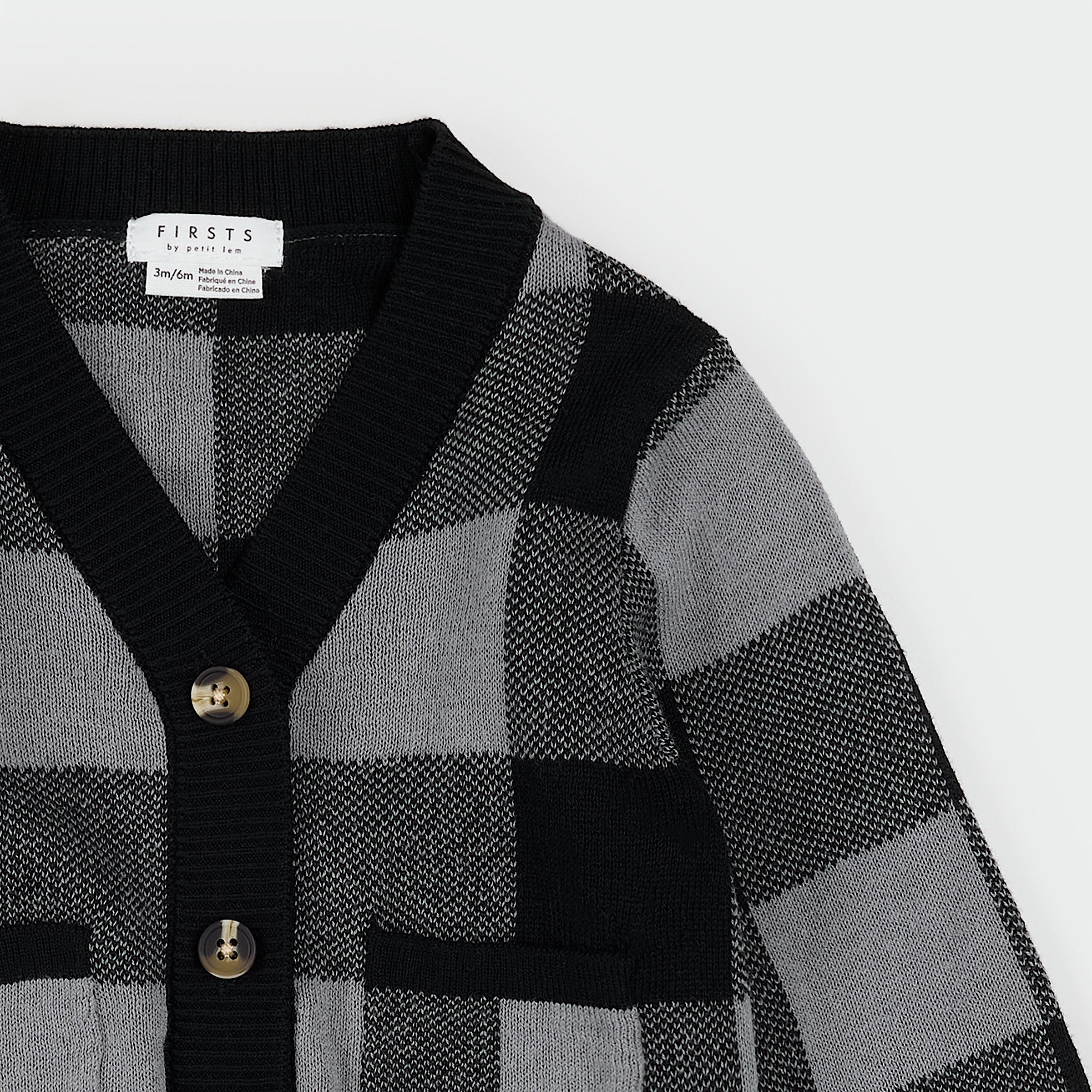 Grey & Black Plaid Cardigan
