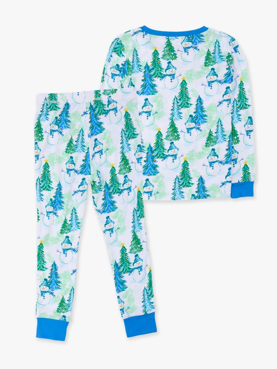 Blue Snowman Grove Long Sleeve Pajama Set