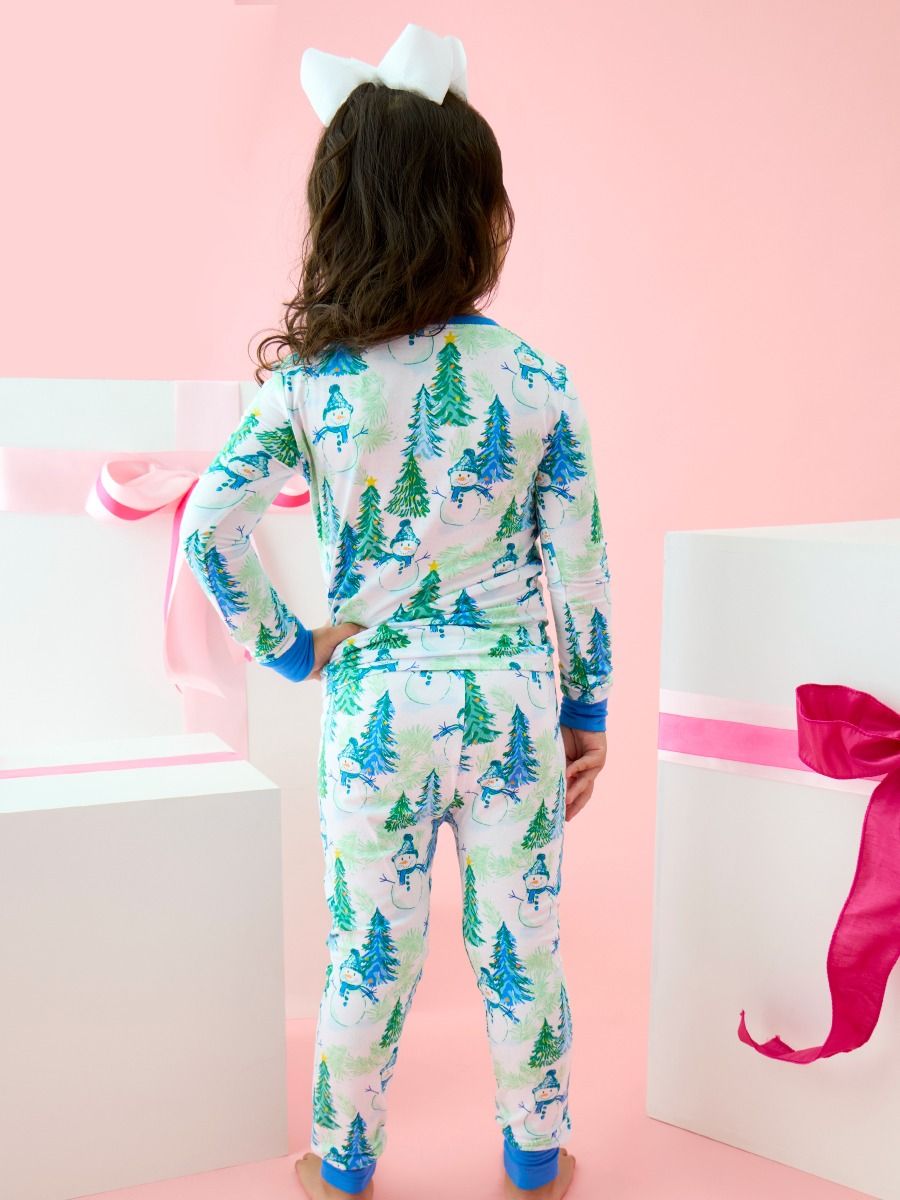 Blue Snowman Grove Long Sleeve Pajama Set