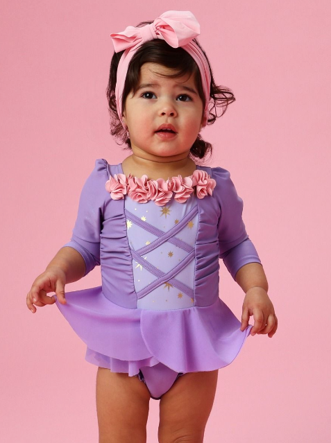Amethyst Princess Dress-Up Long Sleeve One Piece Swimsuit
