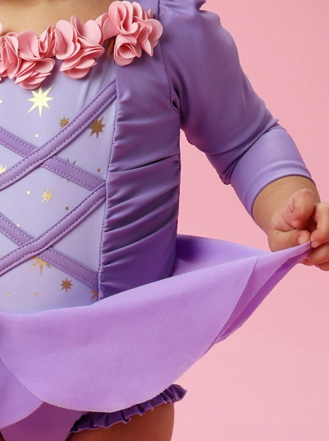 Amethyst Princess Dress-Up Long Sleeve One Piece Swimsuit
