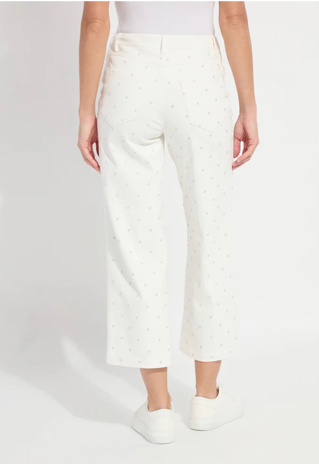 Audrey Pearled Embellished Crop Denim