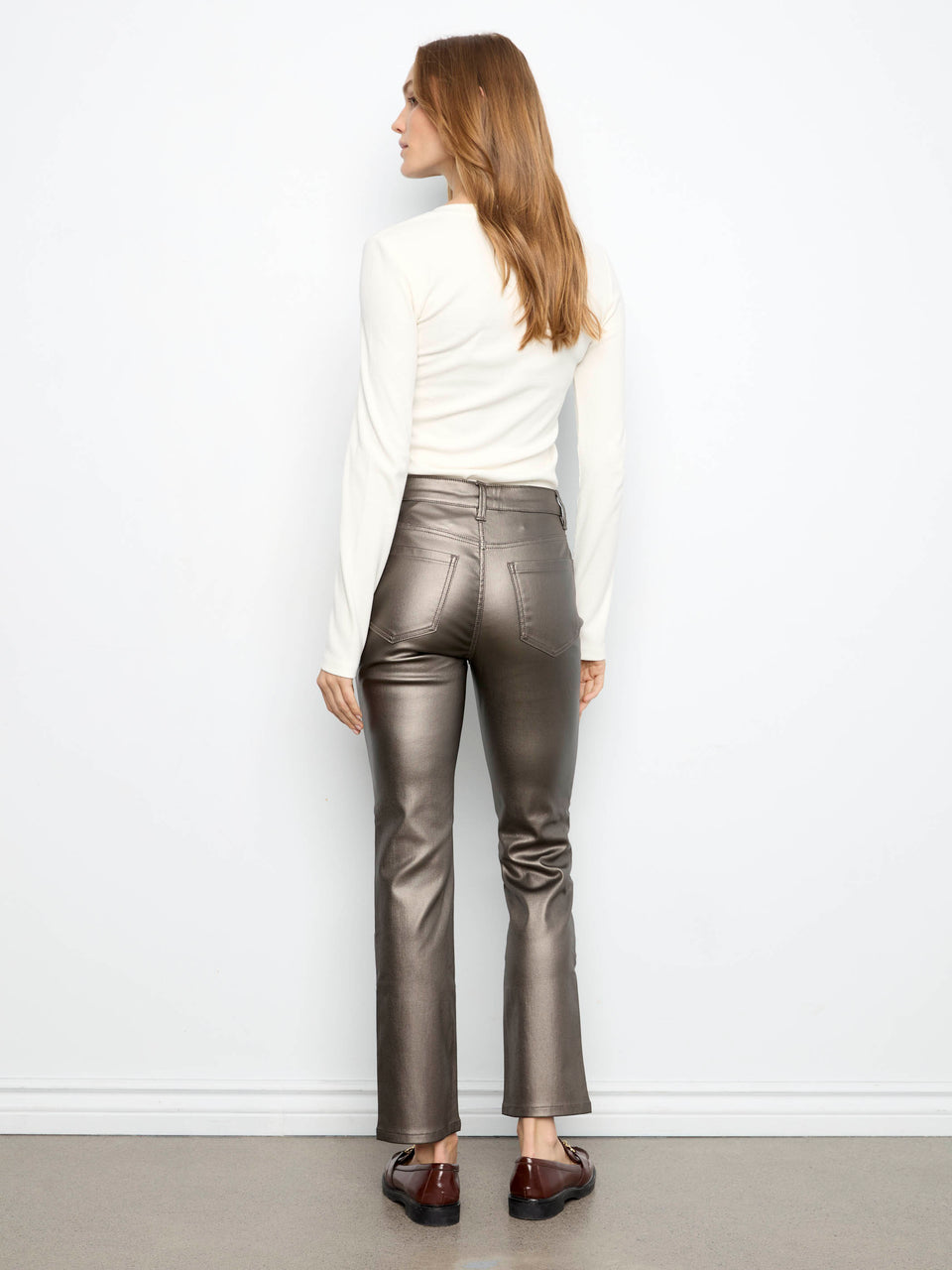 Slim Leg Metallic Wax Twill Pants
