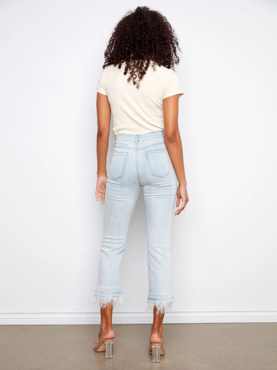 Cropped Jeans with Removable Feather Hem