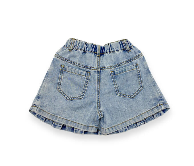 Pearl Stud Tee + Denim Pleat Skirt