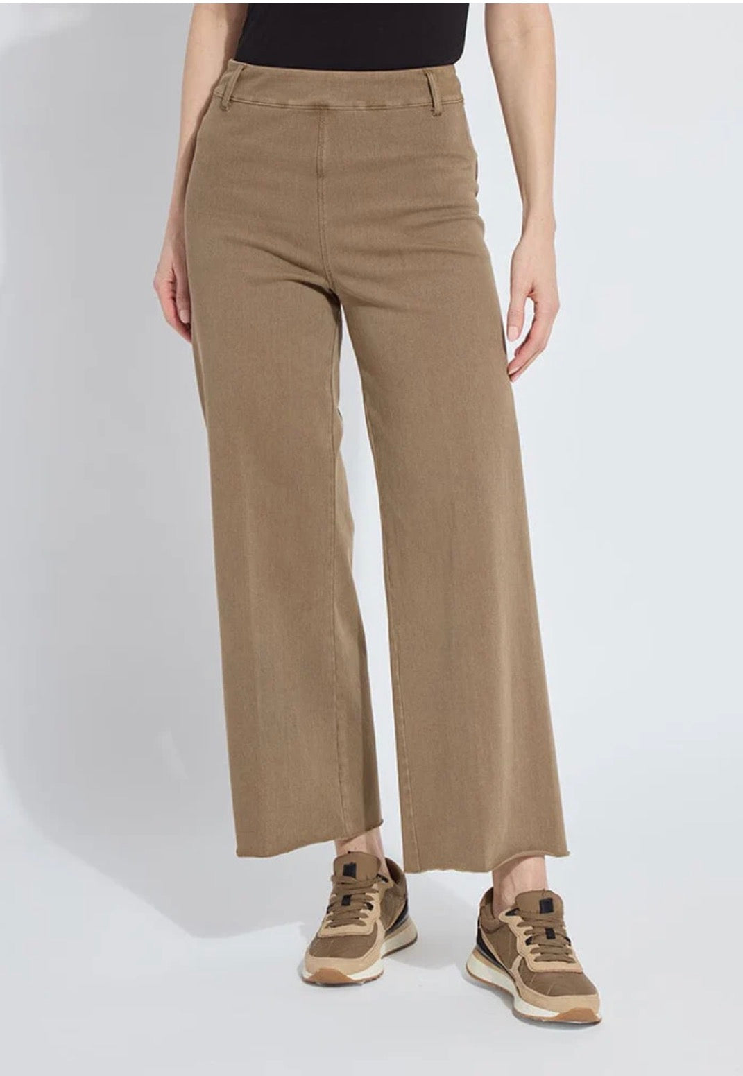 Erin Hi Waist Wide Leg Denim (28" Inseam) - Antique Wash Smoked Olive