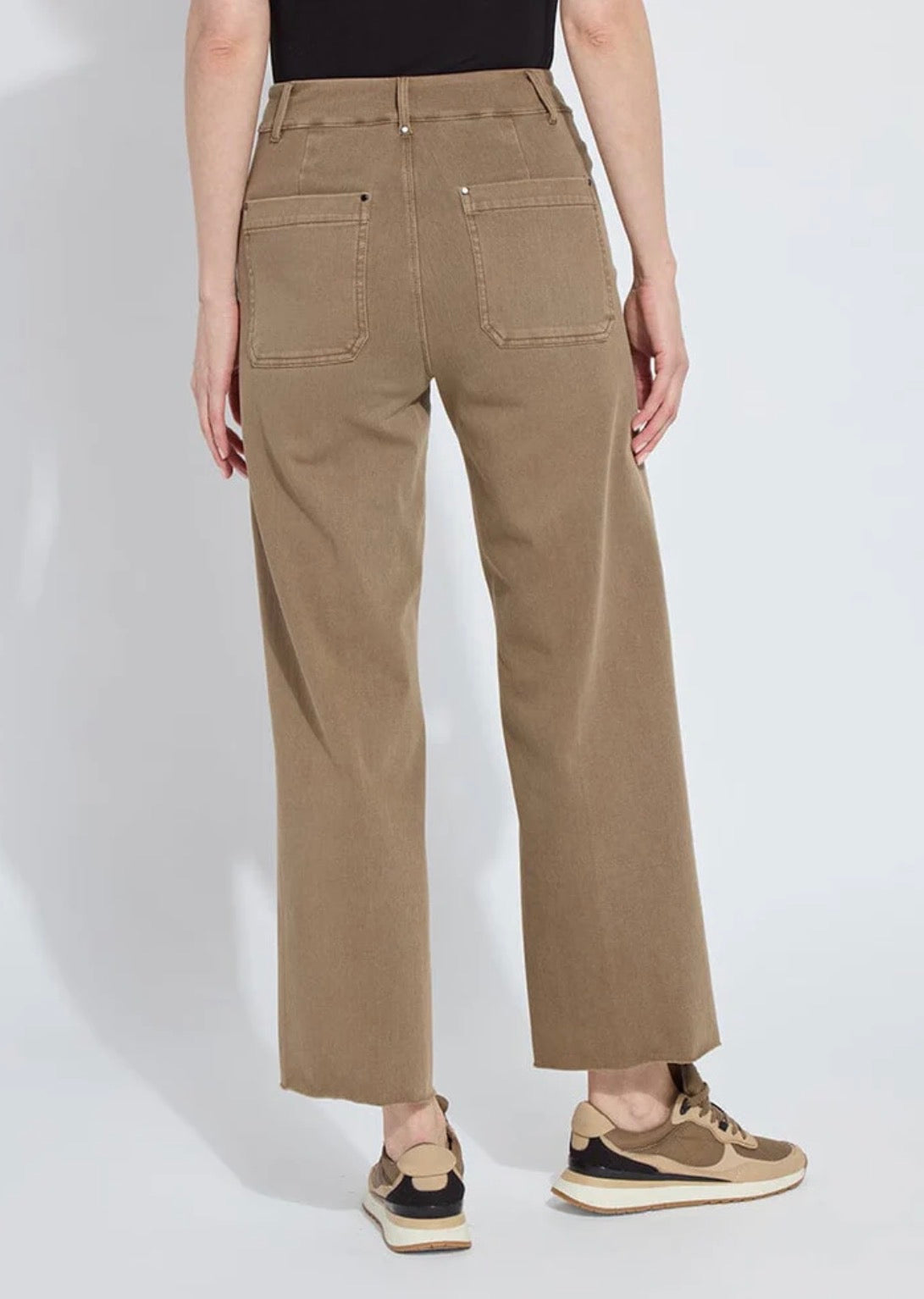 Erin Hi Waist Wide Leg Denim (28" Inseam) - Antique Wash Smoked Olive