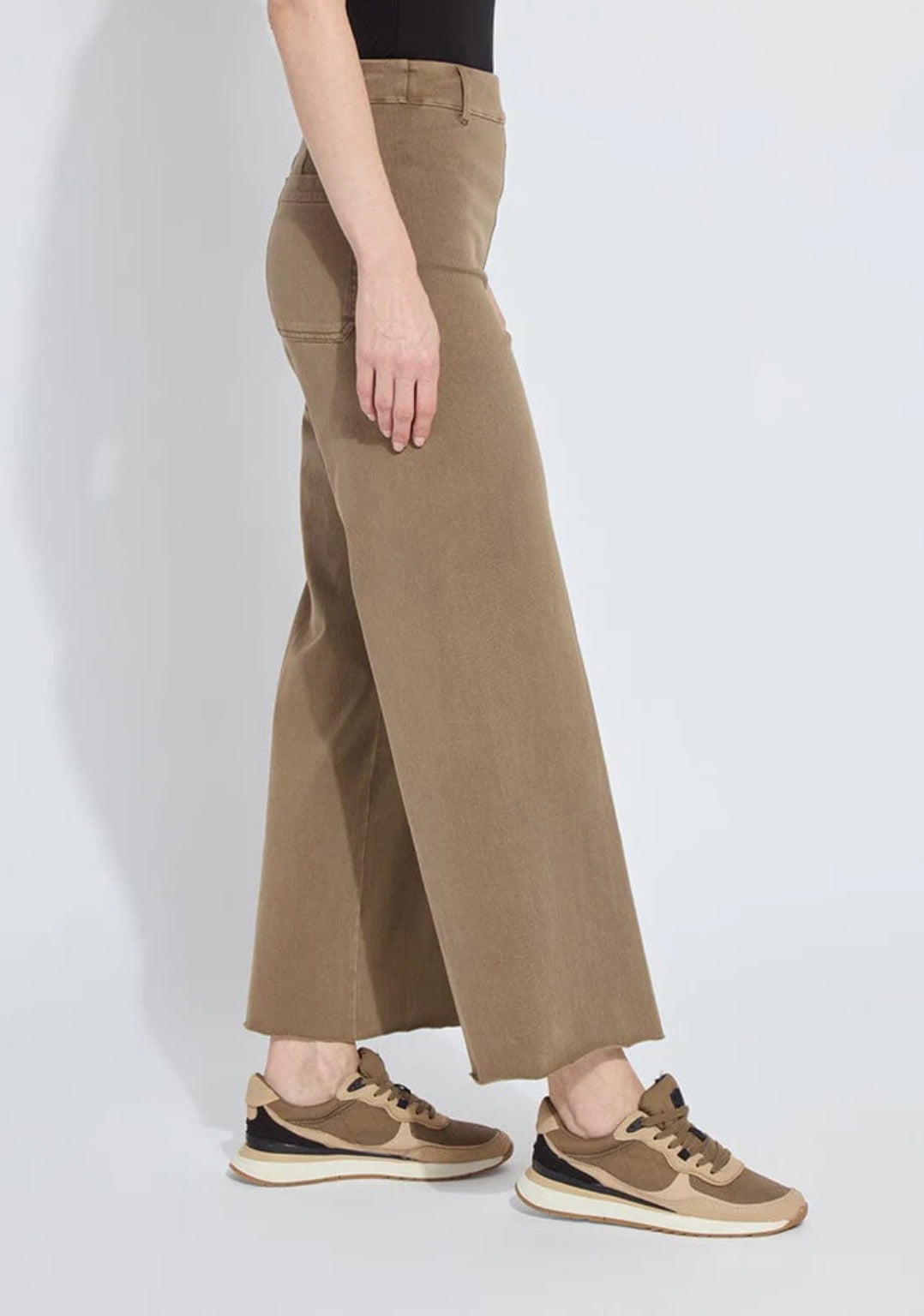 Erin Hi Waist Wide Leg Denim (28" Inseam) - Antique Wash Smoked Olive