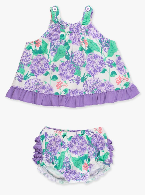 Purple Hydrangea Garden Swing Top & Bloomer Set