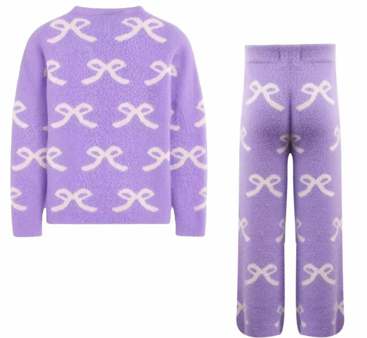 Lavender Pretty in Bows Fuzzy Set