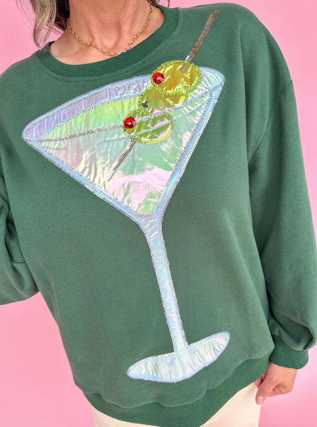 Olive Green Martini Sweatshirt