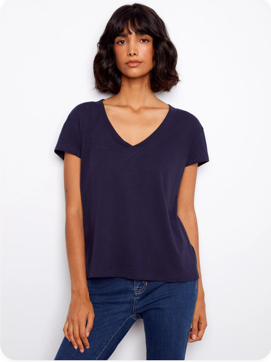 Organic Cotton Drop Shoulder V-Neck T-Shirt
