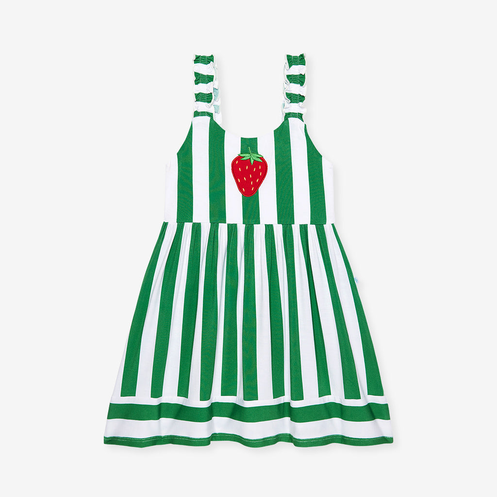 Strawberry Stripe Ruffled Strap Dress