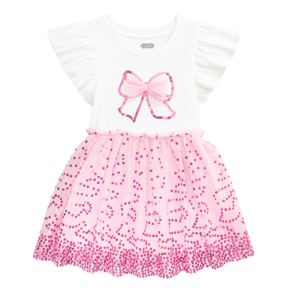 Pink Bow Sequin Tutu Dress