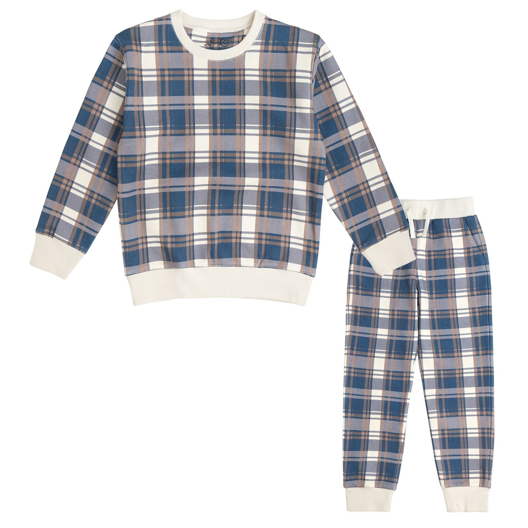 Navy Plaid Jogger Set
