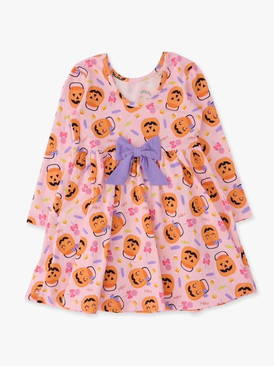 Pumpkin Boo Crew Long Sleeve Twirl Dress
