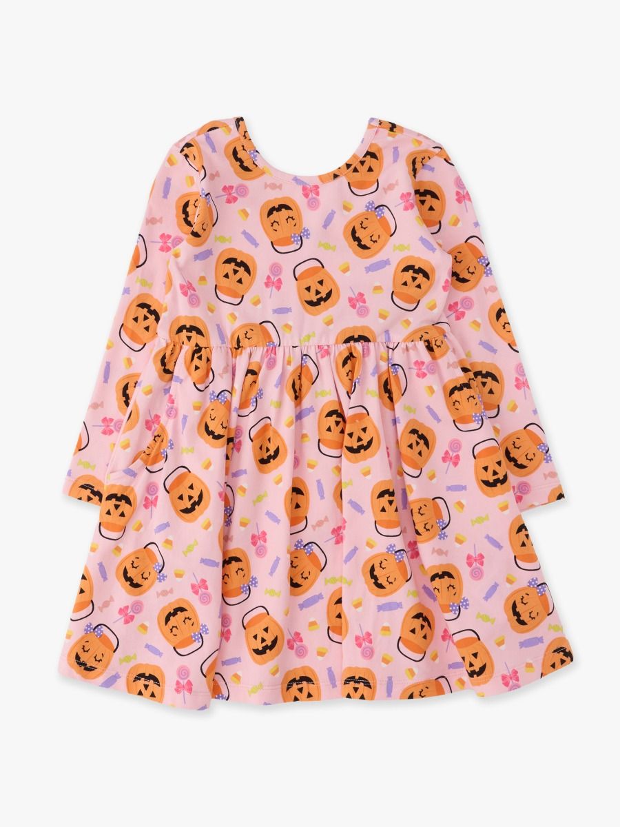 Pumpkin Boo Crew Long Sleeve Twirl Dress