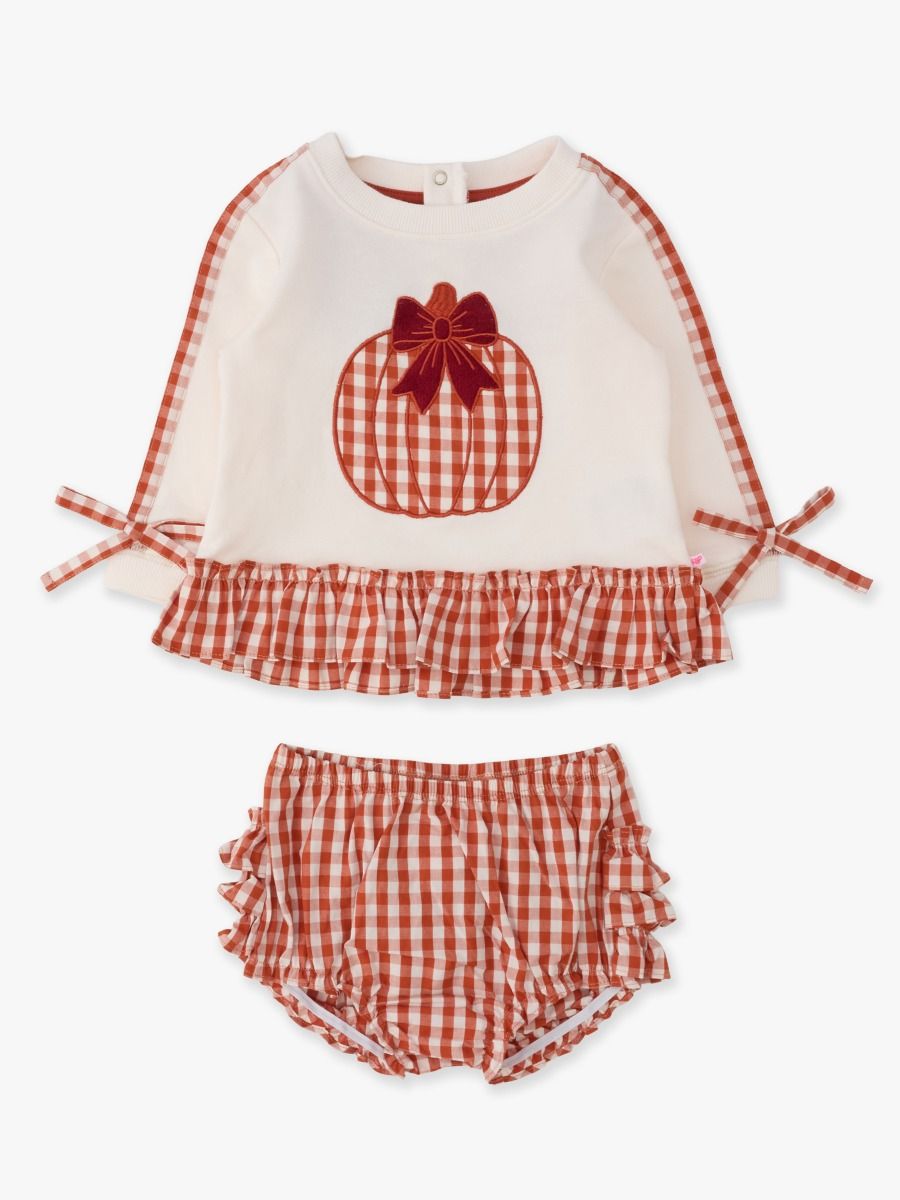 Pumpkin Bow Ivory Swing Top & Bloomer Set