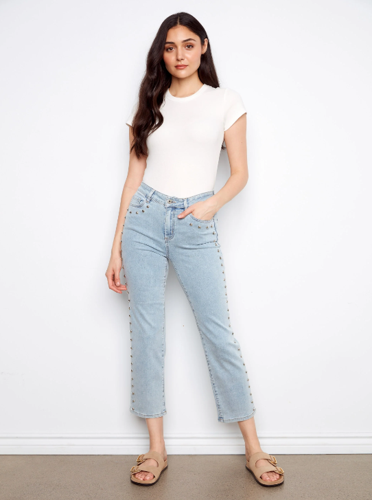 Studded Straight Leg Jeans