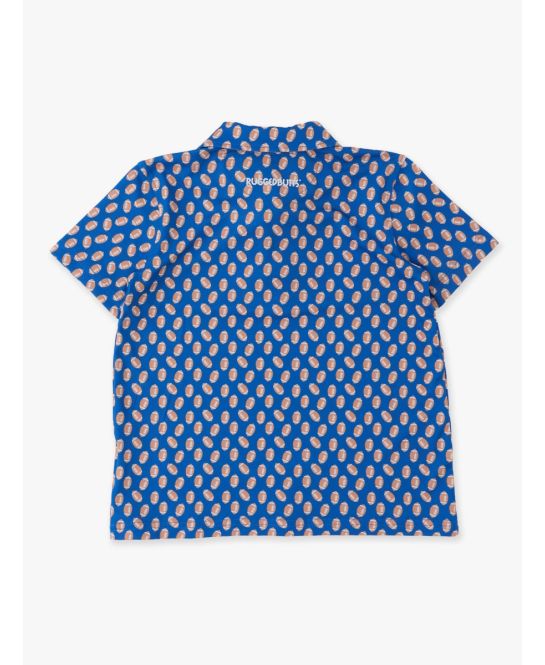 Varsity Blue Football Frenzy Knit Short Sleeve Performance Polo