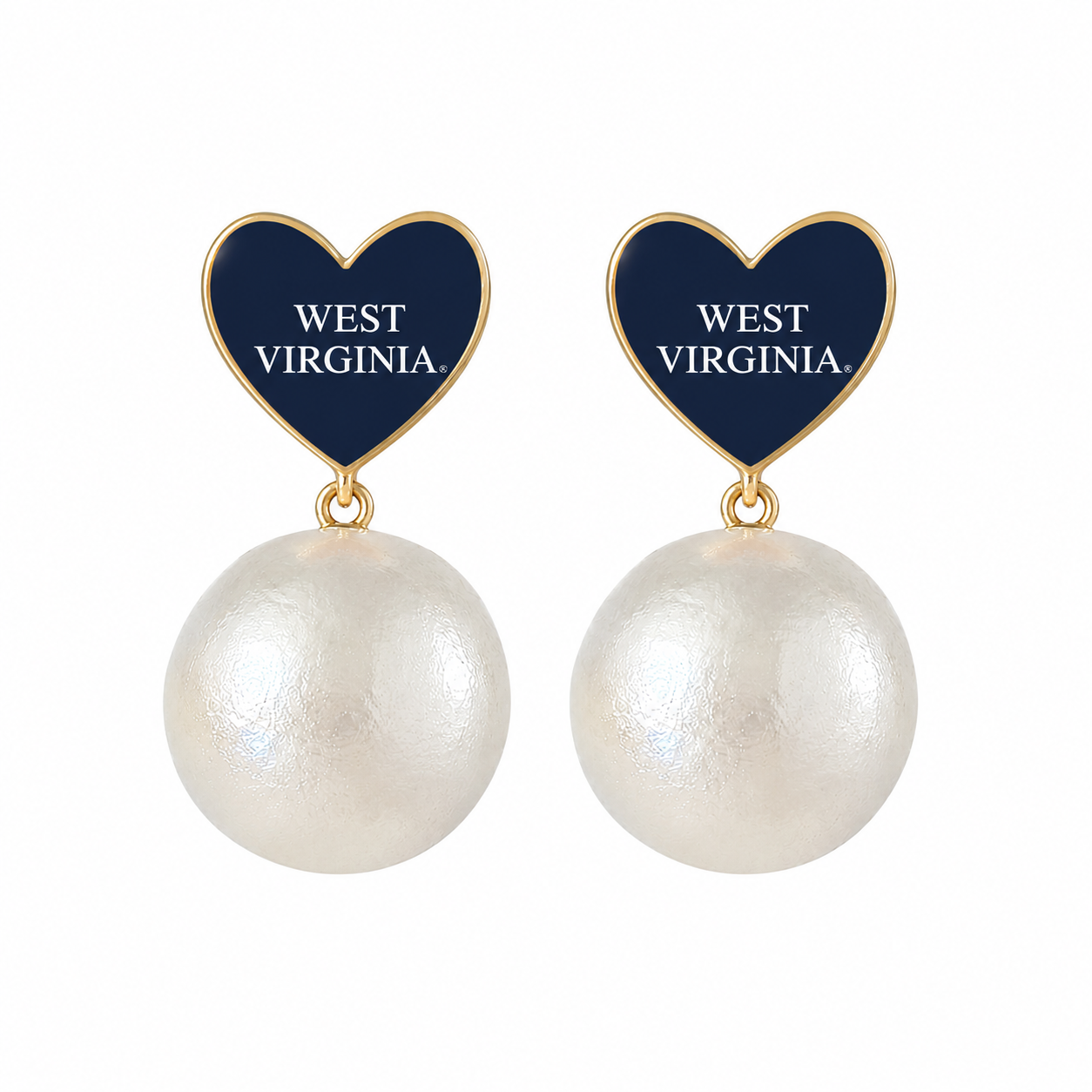 West Virginia Heart Pearl Drop Earring