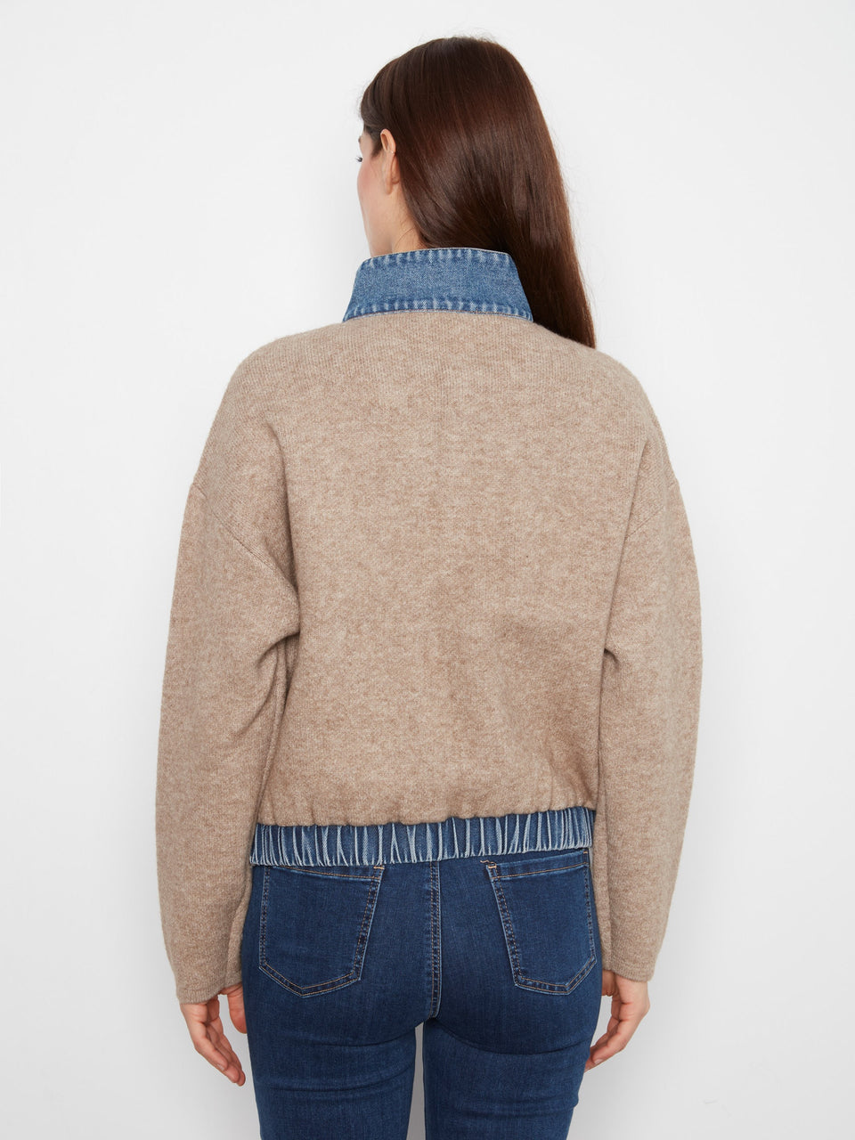 Denim Detail Sweater Jacket