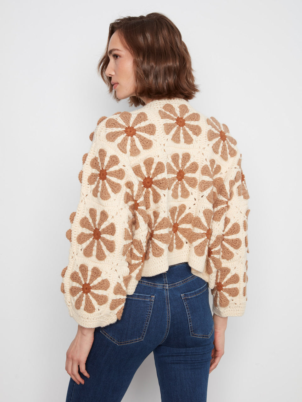 Ecru Floral Crochet Cardigan