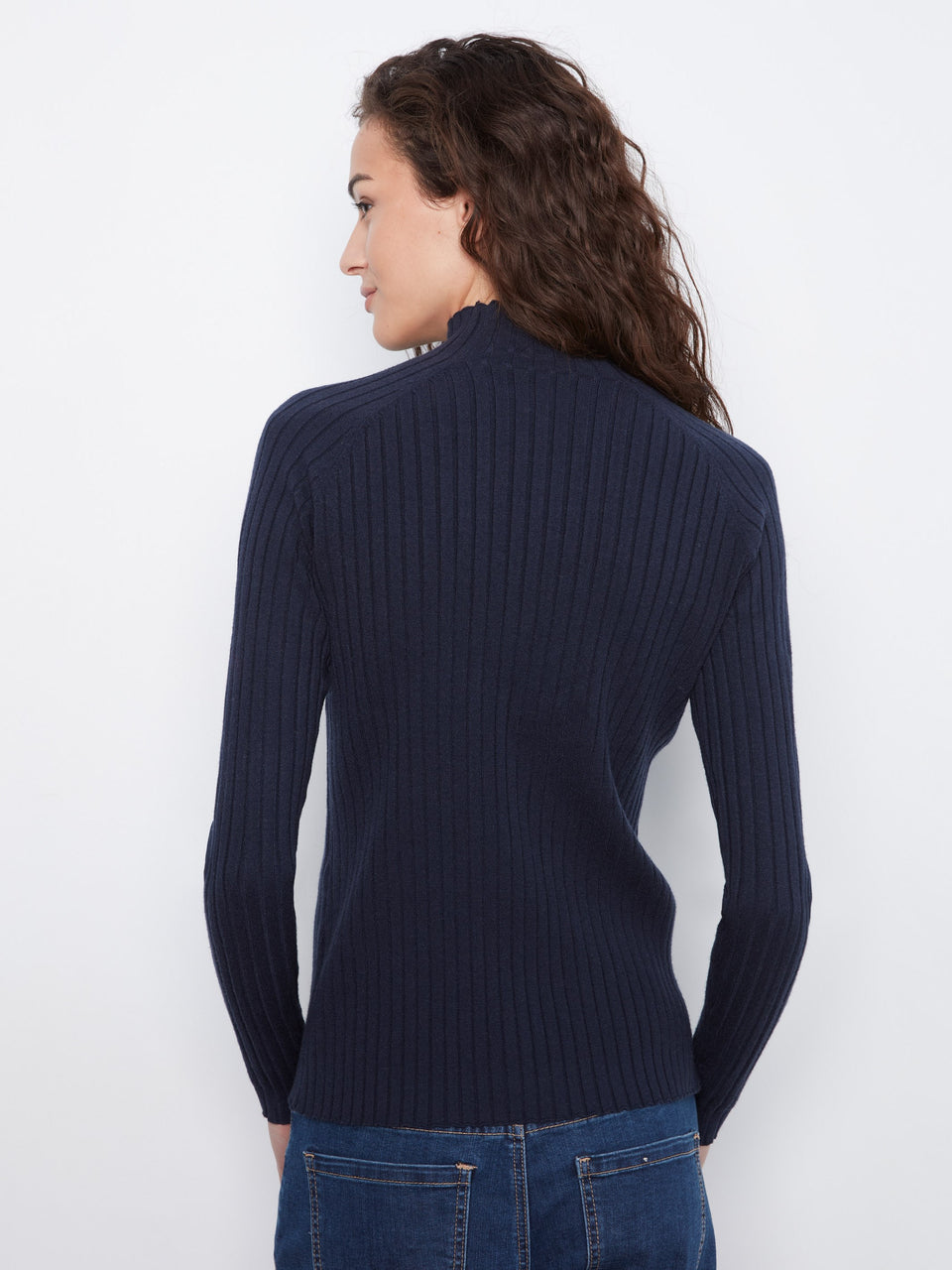 Ribbed Knit Mock Neck Sweater