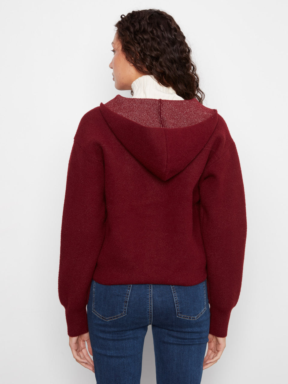 Zip-Front Knit Hooded Jacket