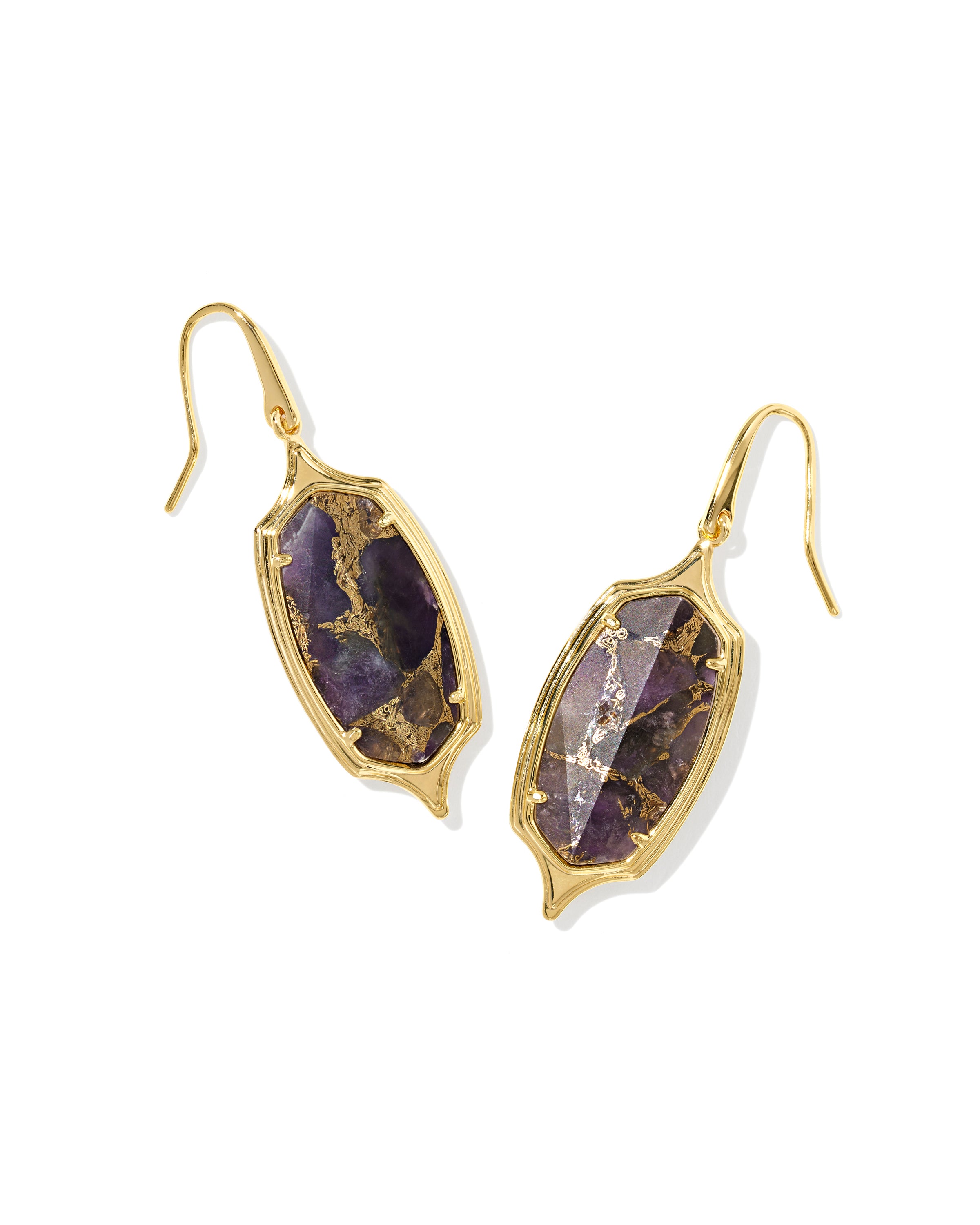 Dani Stepped Frame Gold Drop Earrings