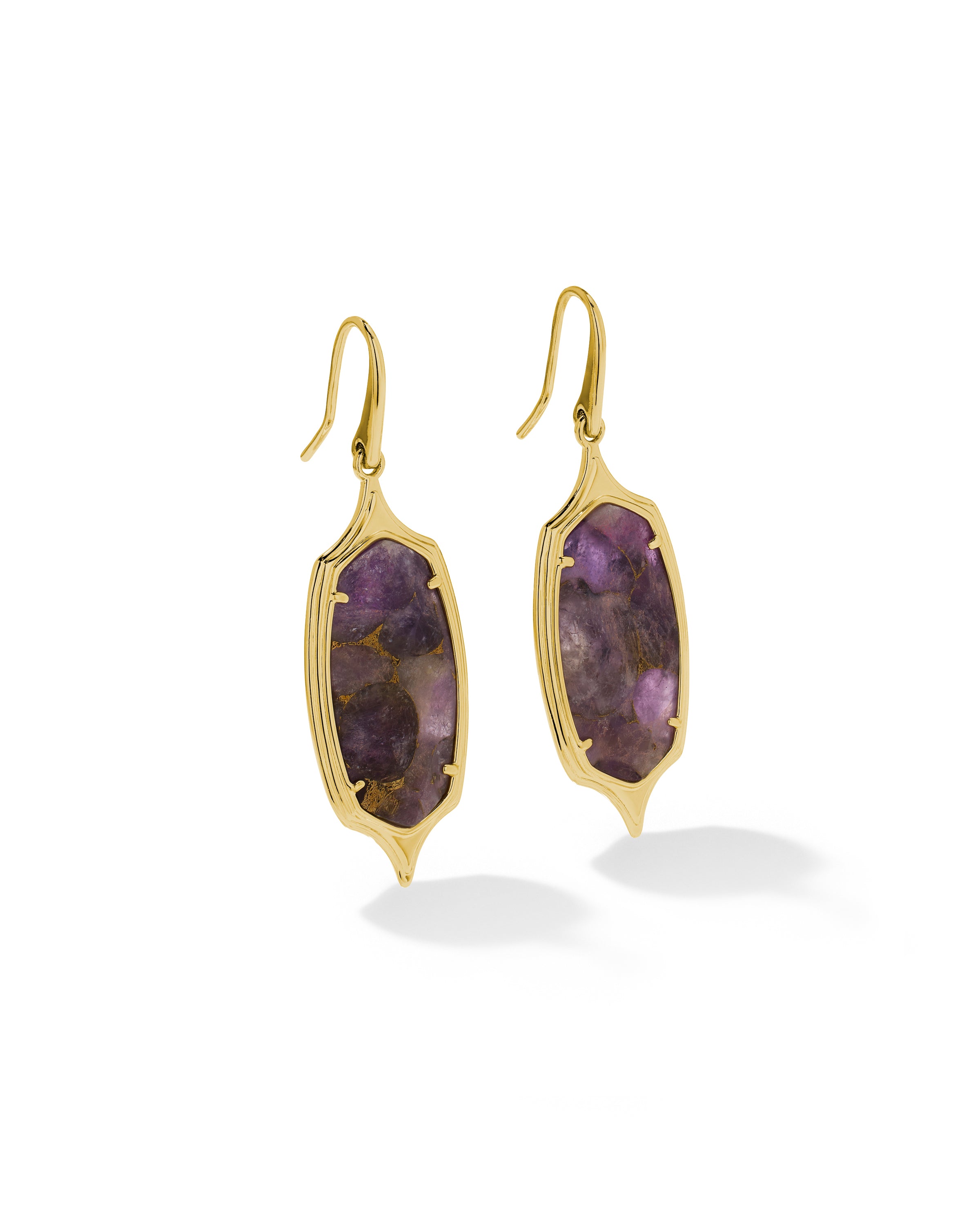 Dani Stepped Frame Gold Drop Earrings