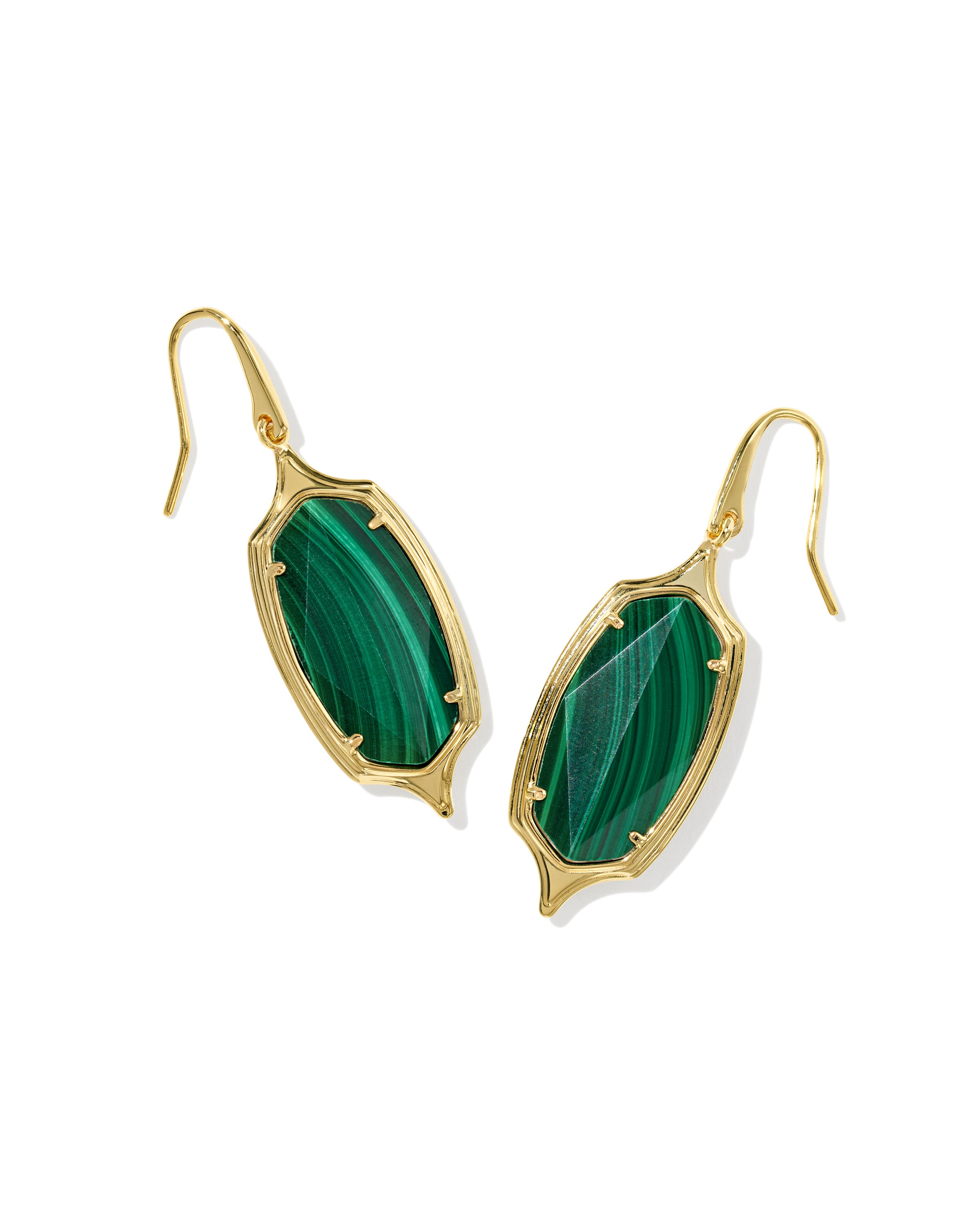 Dani Stepped Frame Gold Drop Earrings