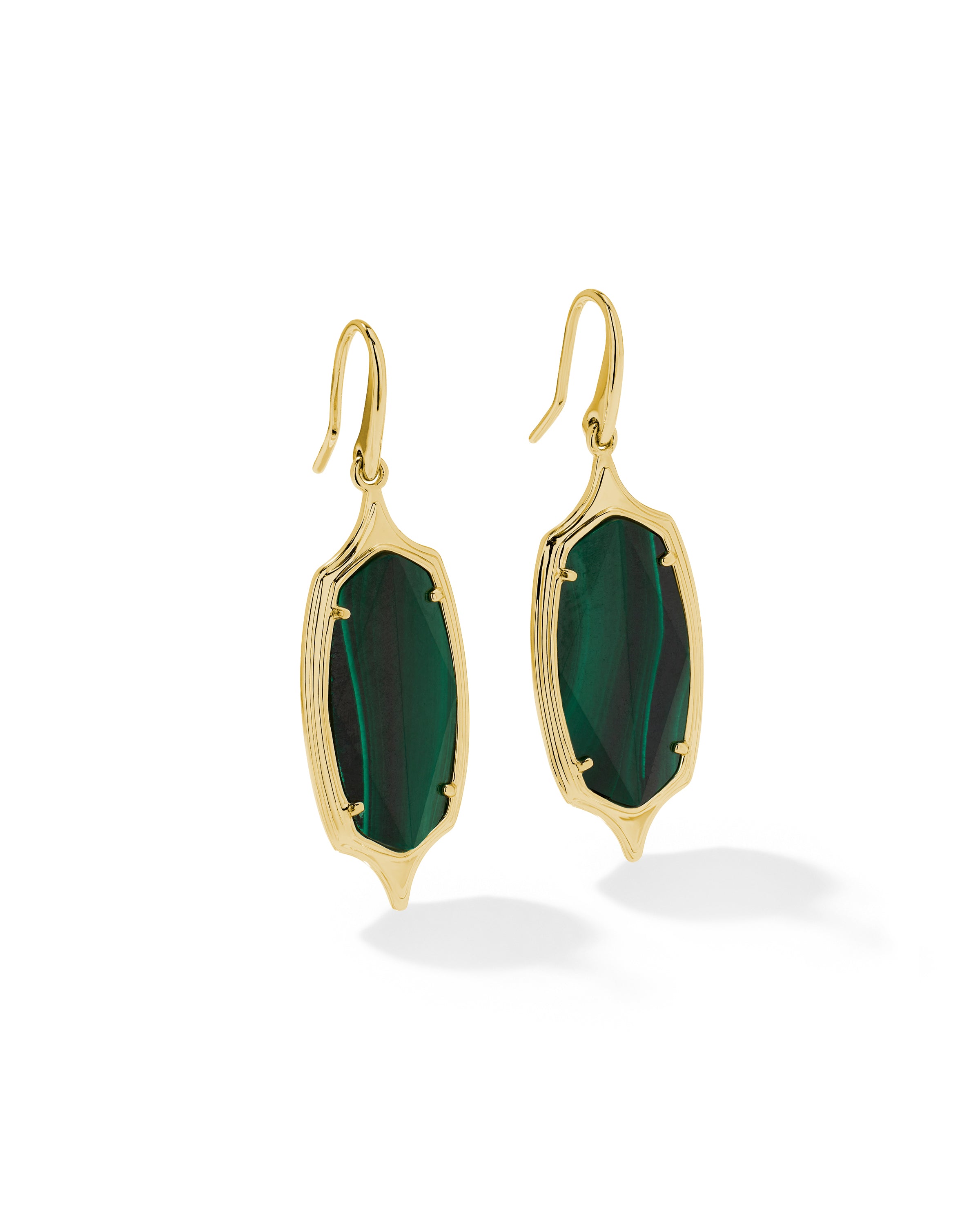 Dani Stepped Frame Gold Drop Earrings