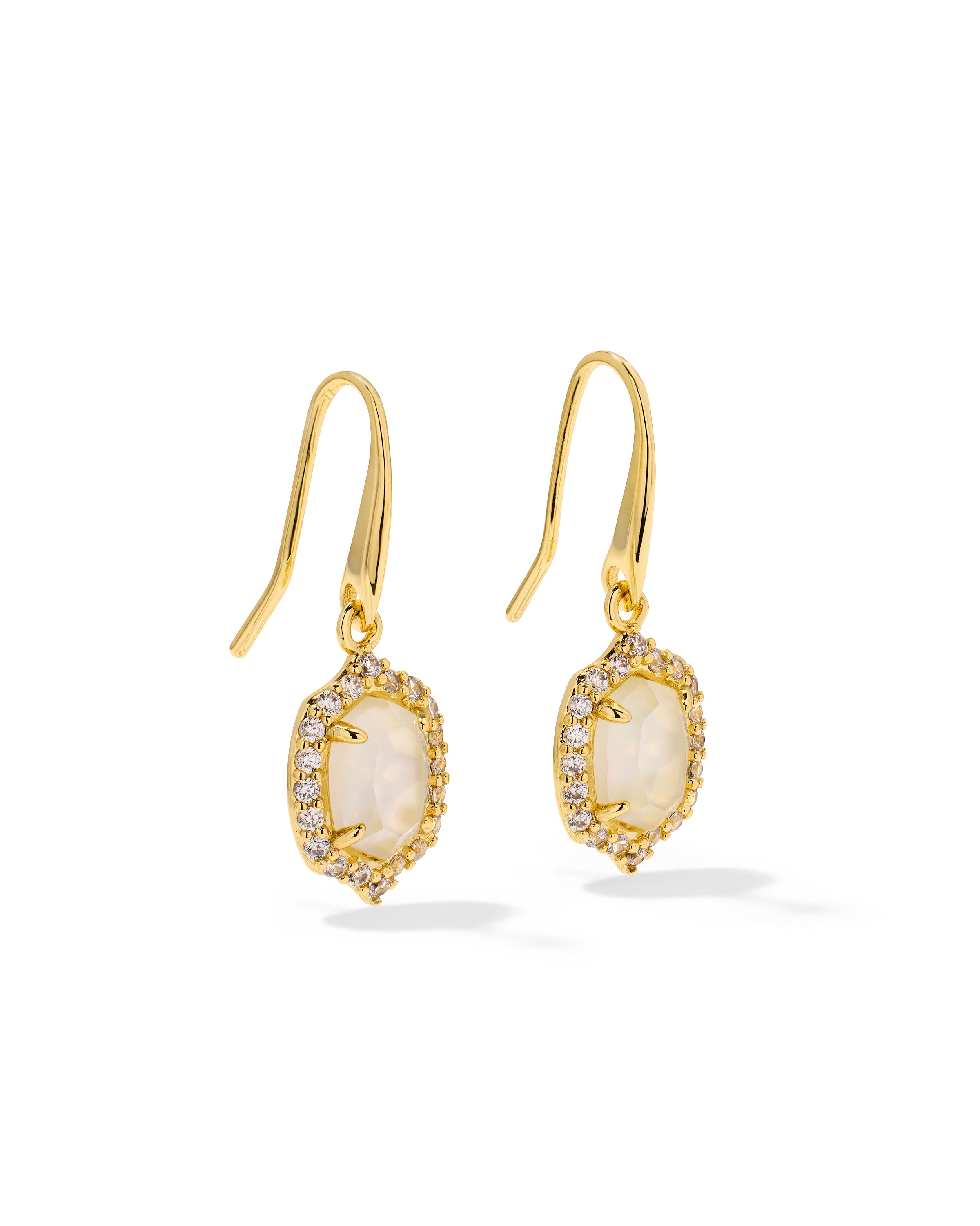 Daphne Crystal Frame Gold Drop Earrings