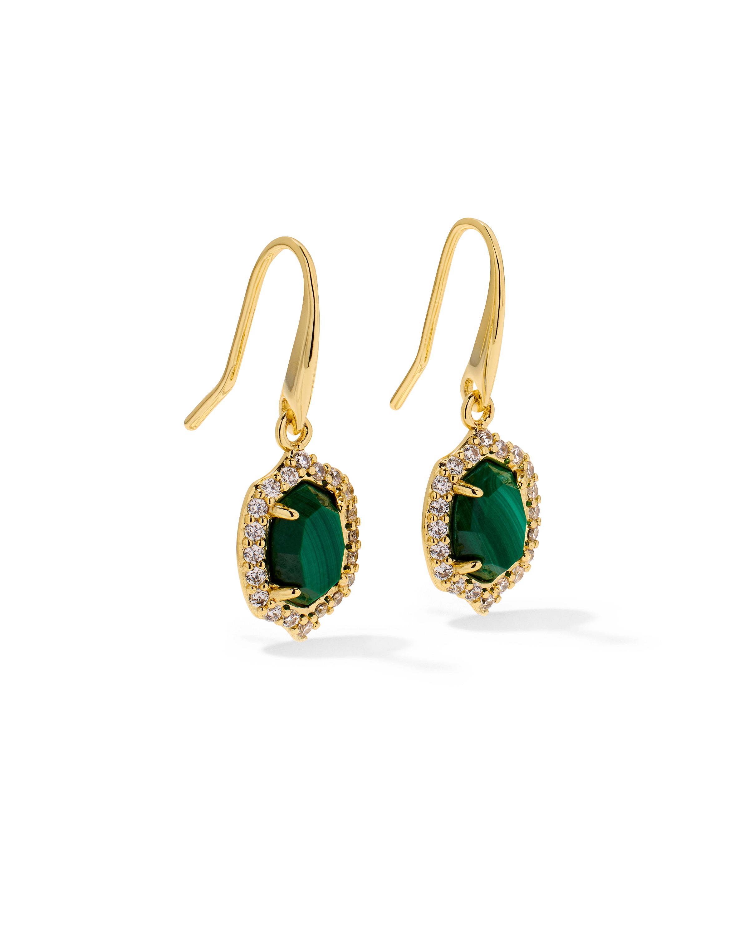 Daphne Crystal Frame Gold Drop Earrings