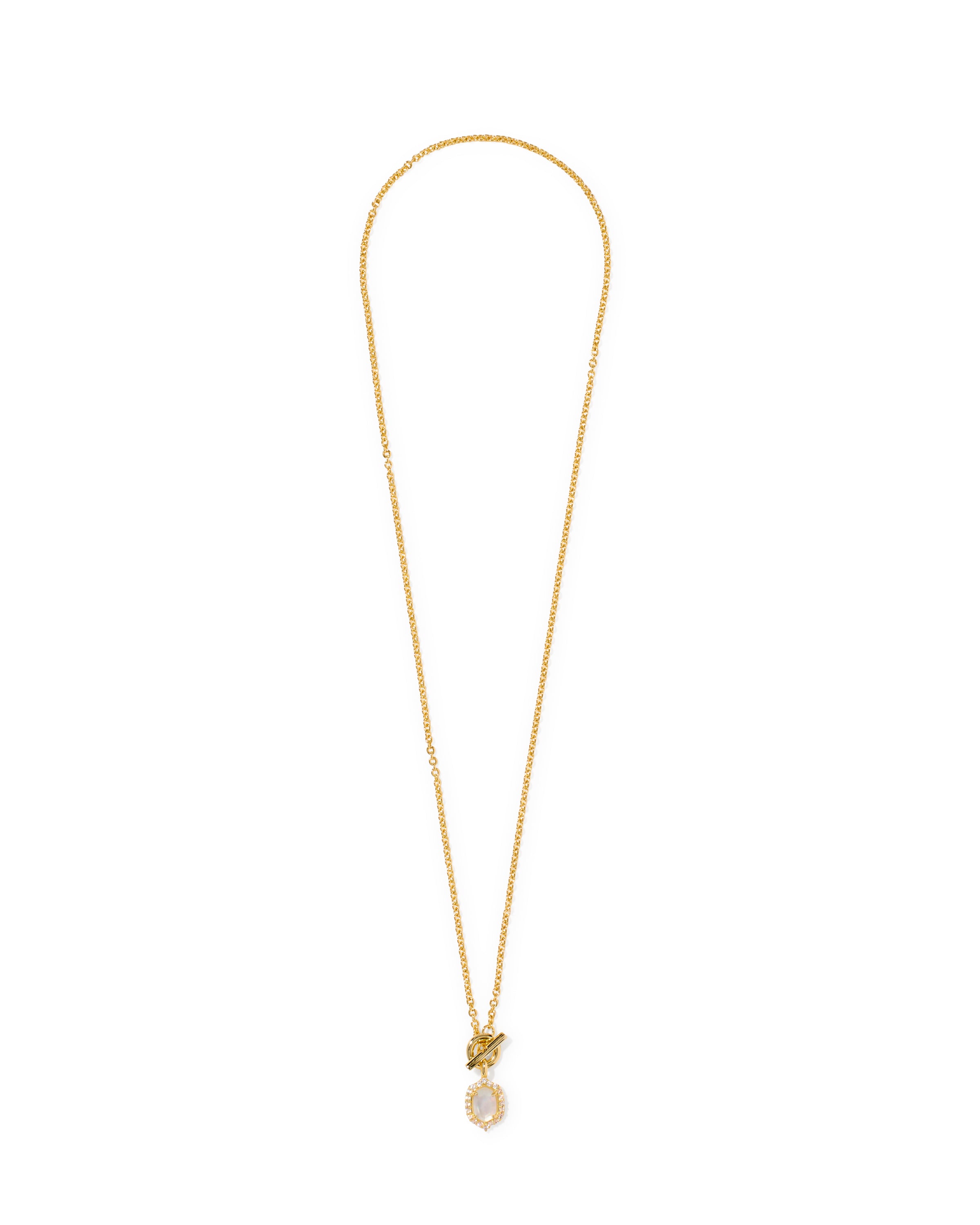 Daphne Crystal Frame Gold Toggle Necklace