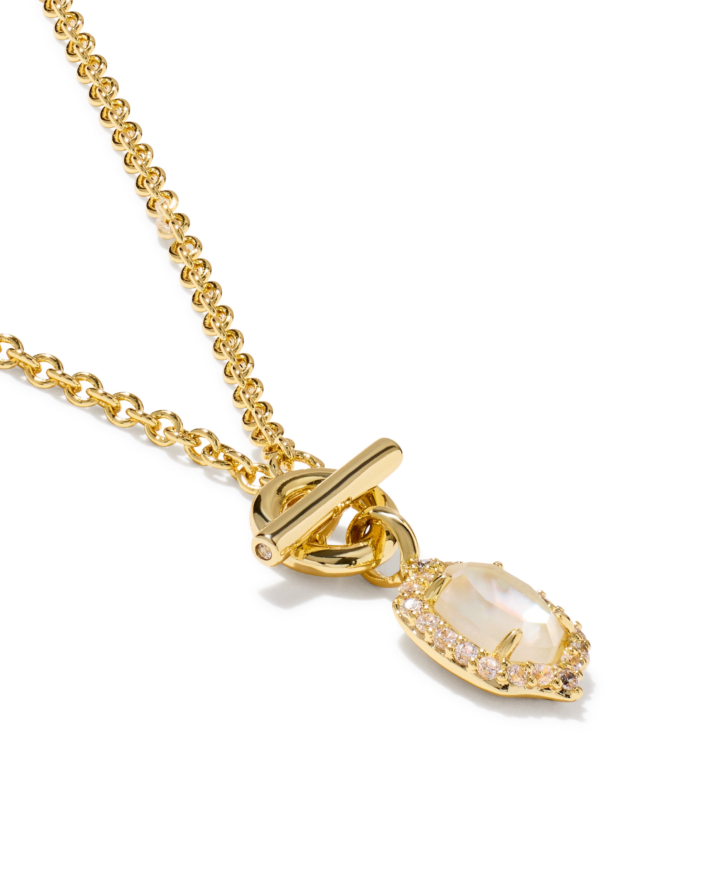 Daphne Crystal Frame Gold Toggle Necklace