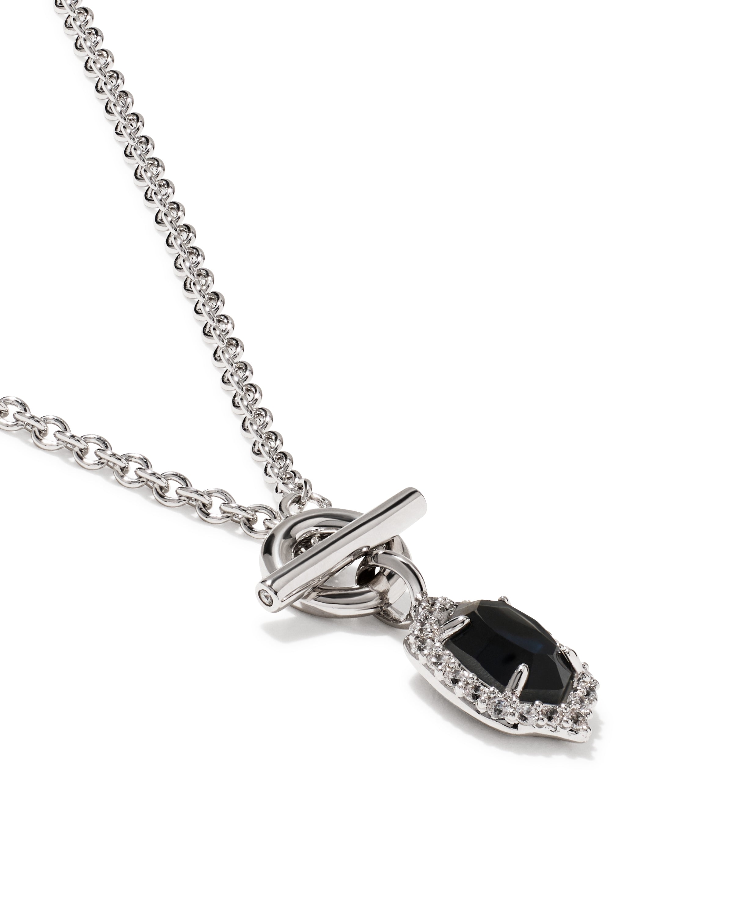 Daphne Crystal Frame Silver Toggle Necklace