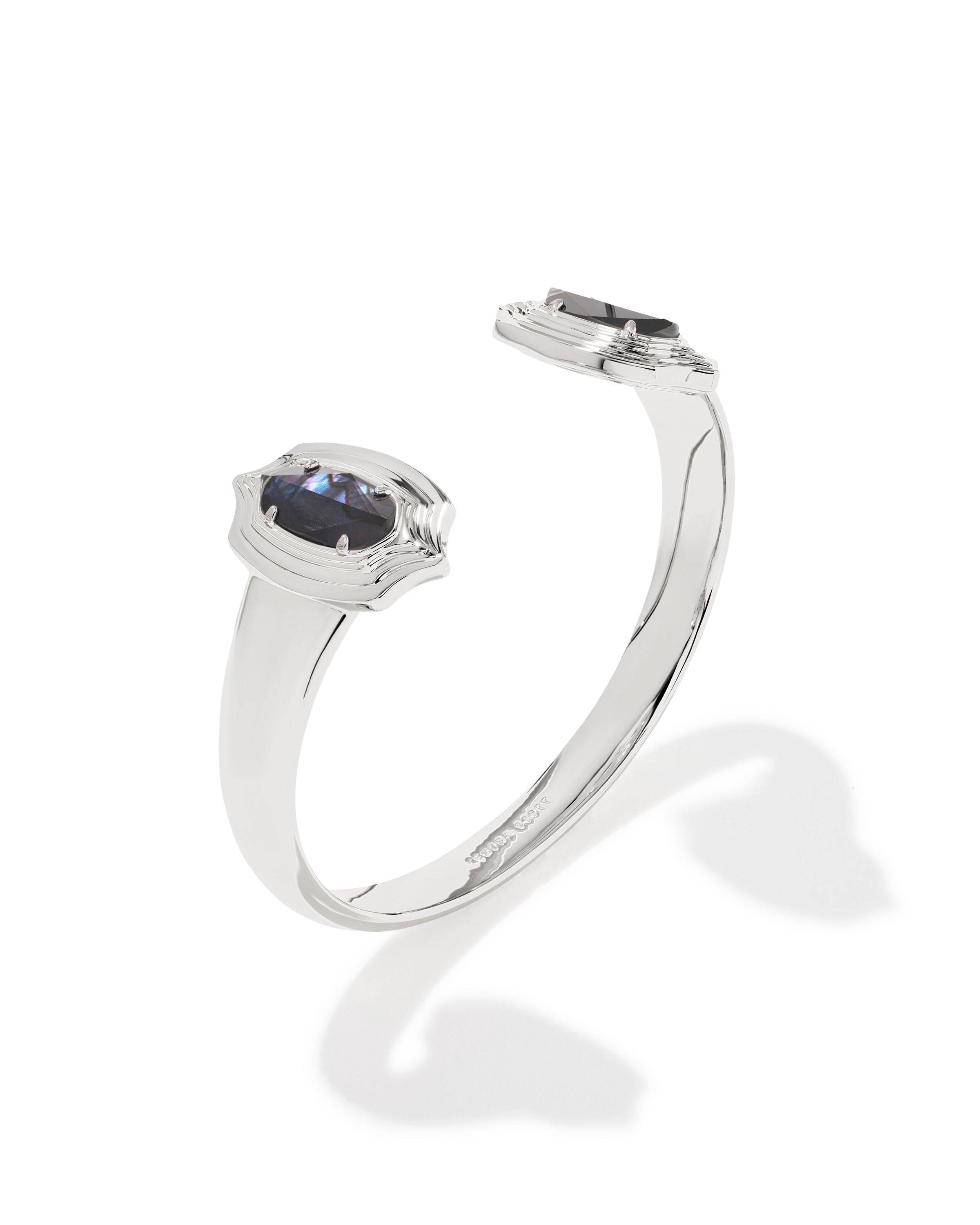 Elton Stepped Frame Silver Cuff Bracelet